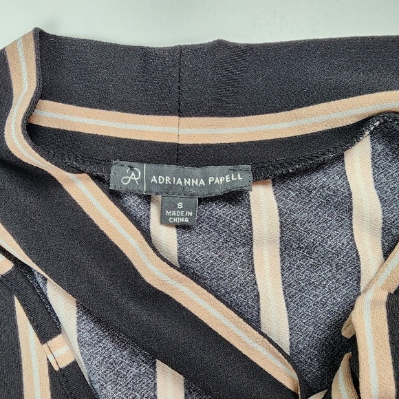Adrianna Papell Womens Shirt Size Small Striped Flutter Sleeve Top Black Pink - Picture 4 of 8